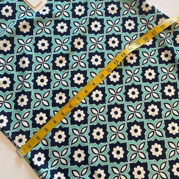 Aryeh NEW Geo Floral Border Dress Women's Large Teal Navy Bell Sleeves Flowy NWT - Picture 9 of 9